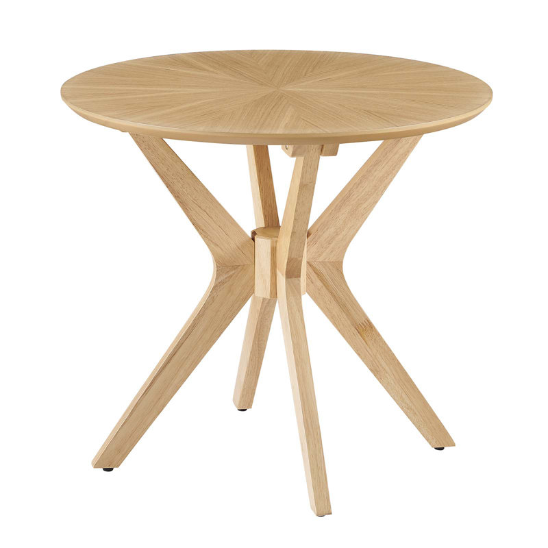 Oak Round Mid-Century Modern Wood Side Table