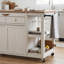 Îlot de cuisine avec prise de courant et roulettes, chariot à micro-ondes à roulettes blanc avec rangement semi-ouvert-770440837