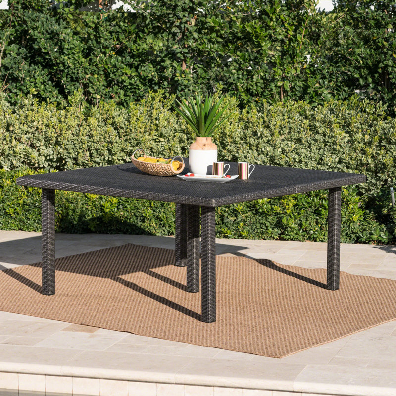 Outdoor Grey 64" Square Dining Table - Over Iron Support Pulled Rod, Grey