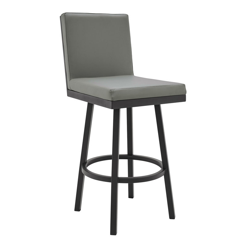 Tabouret de bar et de comptoir pivotant moderne en métal et en similicuir gris