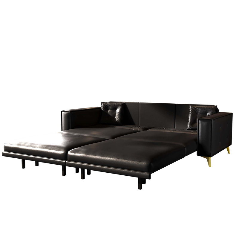 CanapÃ©-lit moderne Ã  capitonnage et accoudoirs extra-larges, Black