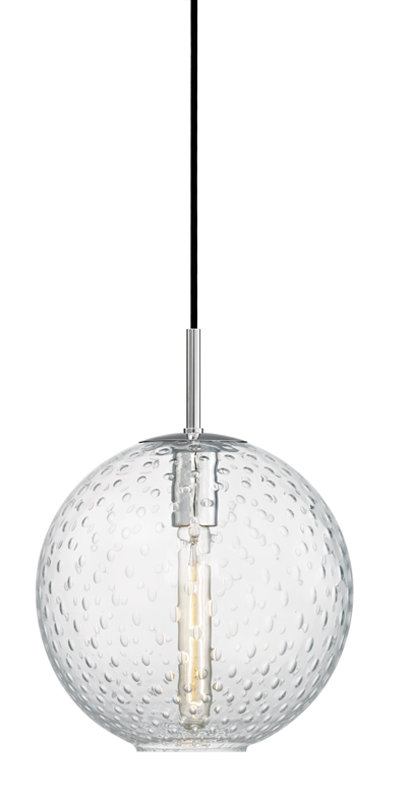 Rousseau 1 Light Pendant, 7.75" H X 6" W X 6" D, Clear, Polished Chrome