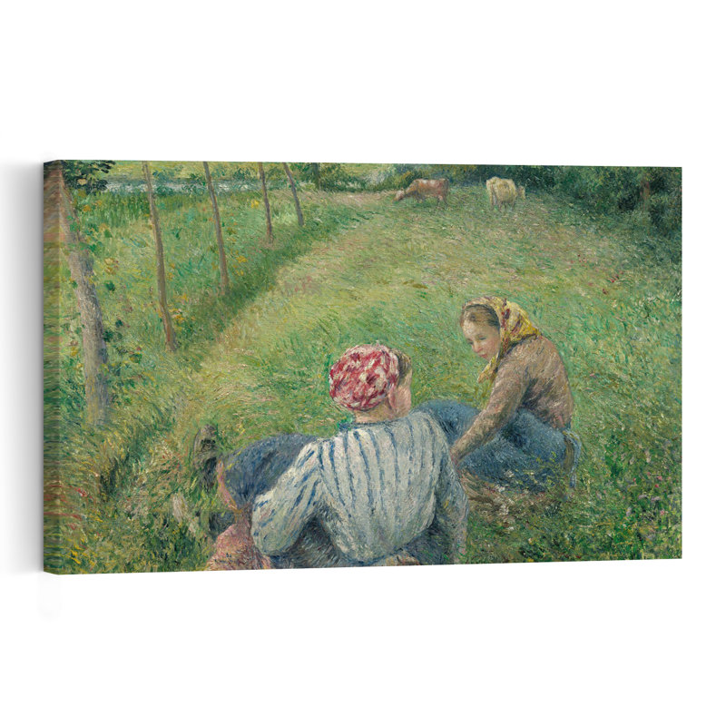 Jeunes paysannes se reposant dans les champs près de Pontoise, 1882. Estampe d'art mural abstraite contemporaine.