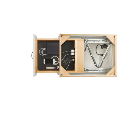 Wood Base Cabinet Charging Drawer Replacement System w/ Soft-Close