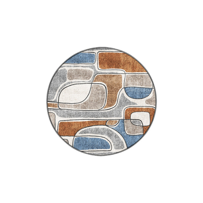 Dalmore Hand Loomed Washable Abstract Indoor Rug, Round 4'