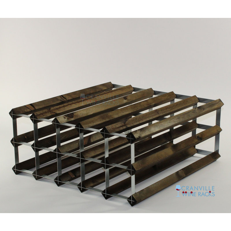 Bateman 30 Bottle Floor Wine Bottle Rack, Dark Oak Stained Pine