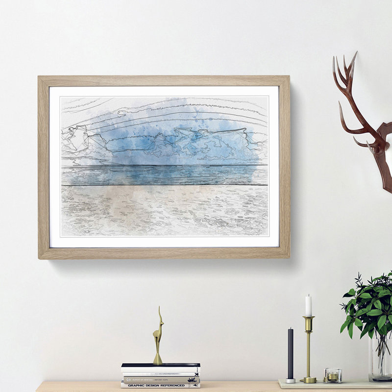 Beach in Mexico in Abstract - Picture Frame Graphic Art Print, Oak Framed, 36cm H x 48cm W x 2cm D