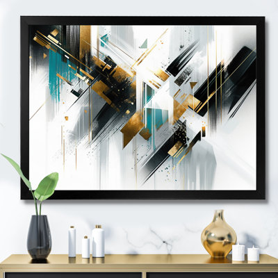 Teal Gold Cubist Kaleidoscope I On Canvas Print
