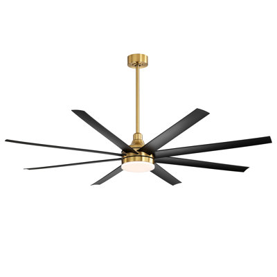 Jamii-Leigh 65/72/84 inch Large Indoor/Covered Outdoor Modern Ceiling Fan with Led Lights and Remote, 6-Speed, Reversible Quiet DC Motor, Timer, 8-ABS-Blade