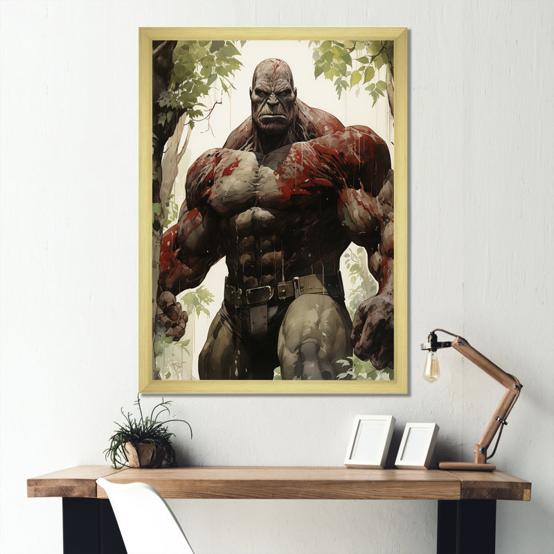 «Green Superhero Giants - Giants», art mural, Cadre photo doré simple, H 32 po x l 16 po x P 1 po