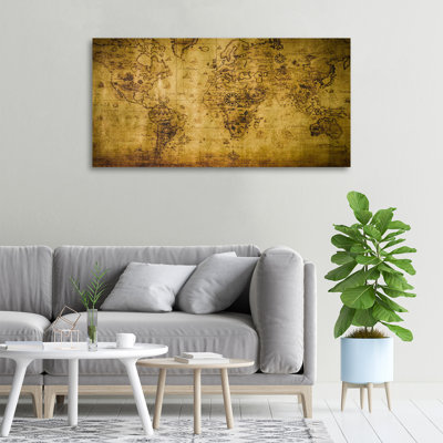 Old Map of the World 1 Piece Wall Art on Canvas