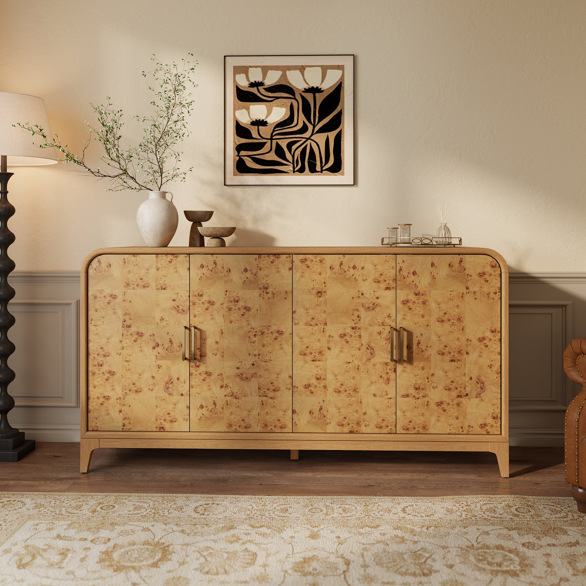 Adden 68" Burl Wood Sideboard