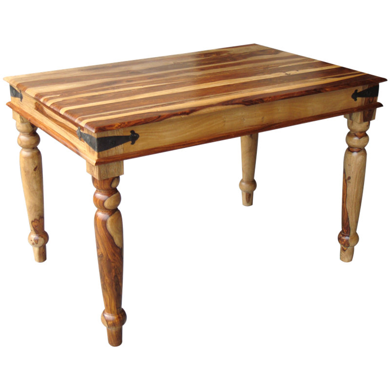 Daphne Solid Wood Top Metal Base Dining Table, 76cm H x 90cm W x 135cm L