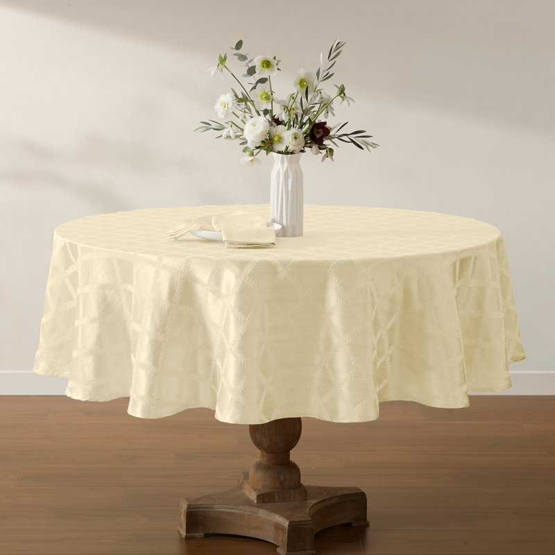 Lenox Laurel Leaf Damask Tablecloth, Ivory, 90" Round