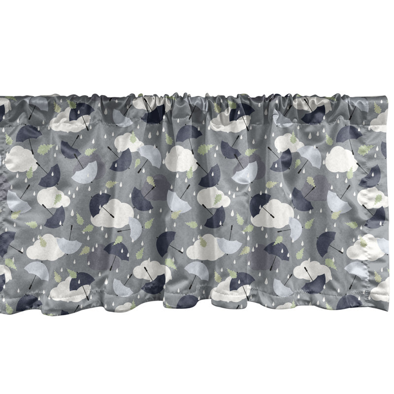Pale Green and White Rain Pattern Satin Valance Set