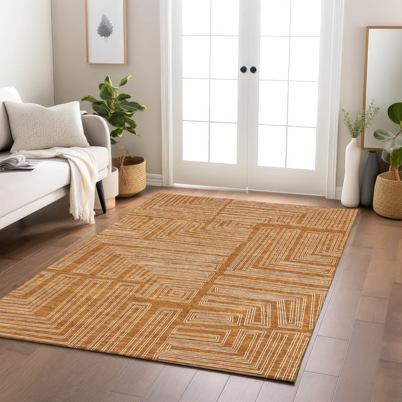 Paprika Geometric Flat Woven Synthetic 9' x 12' Rug