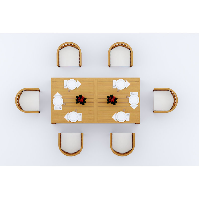 9 Pcs Grade-A Teak Wood Dining Set: 86" Canberra Rectangle Table And 8 Lenong Arm Chairs #11LN1908, 6
