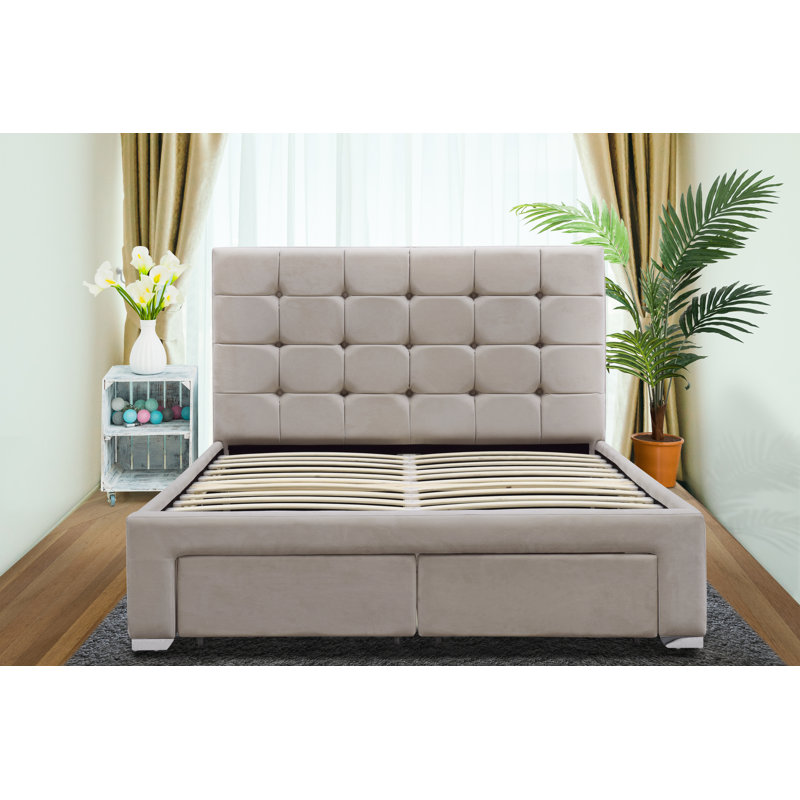 Claymore Upholstered Storage Bed, Double (4'6), Cream