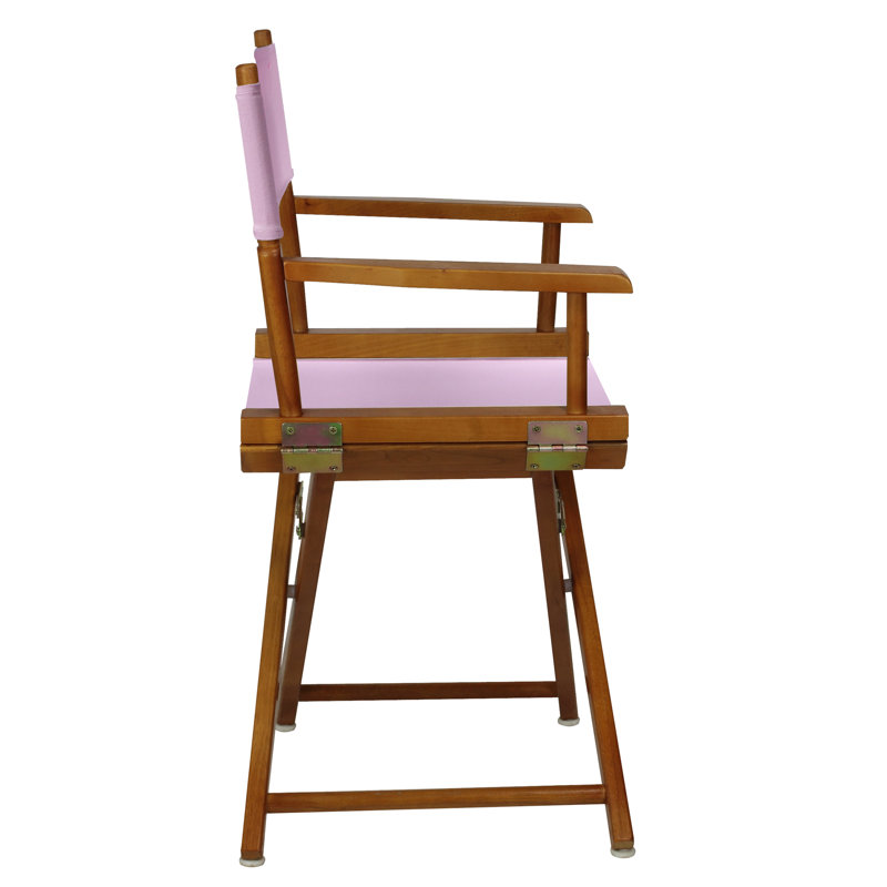 Chaise de réalisateur pliante 18 po, Chêne miel, Rose