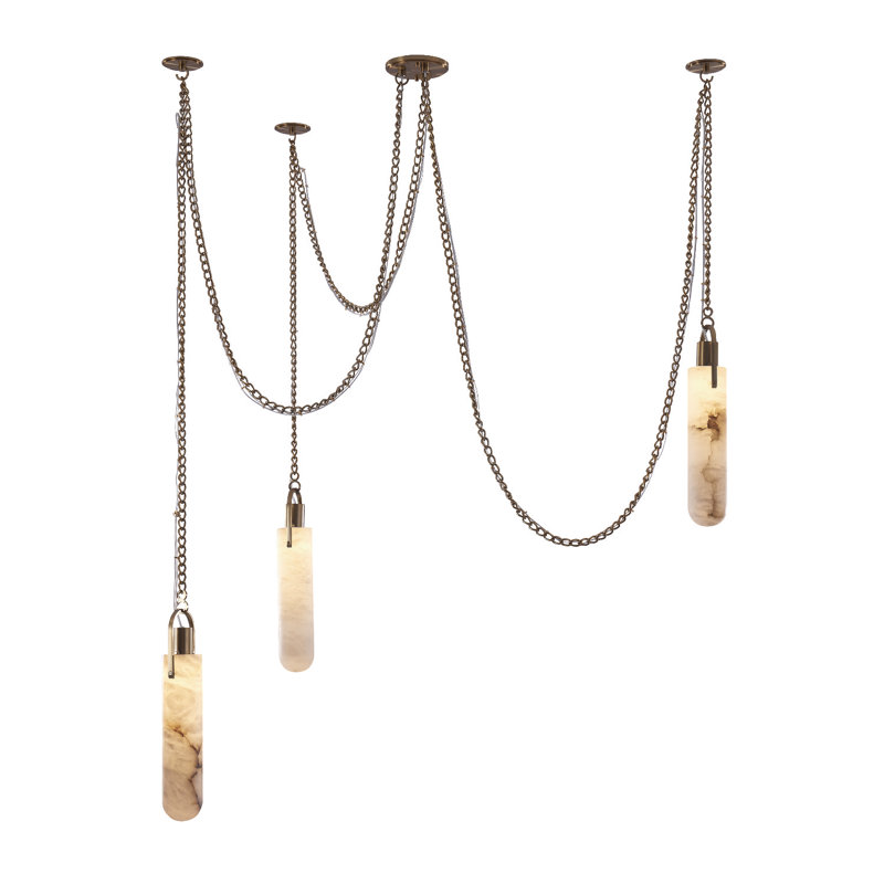 Winter Brass 3-Light LED Cluster Pendant with Alabaster Shades