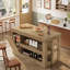 Table de bar 55 "avec armoire de rangement cachée, comptoir de bar maison de campagne avec tablettes ouvertes
