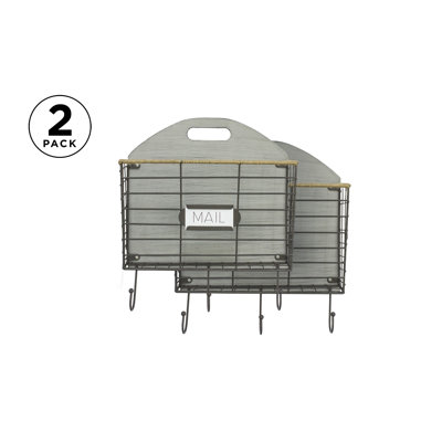 Aras Solid Wood Wall Organizer with Wall Baskets
