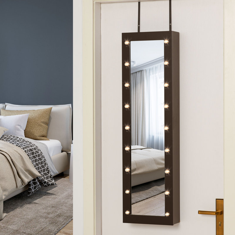Armoire à bijoux avec miroir Daneika, Blanc