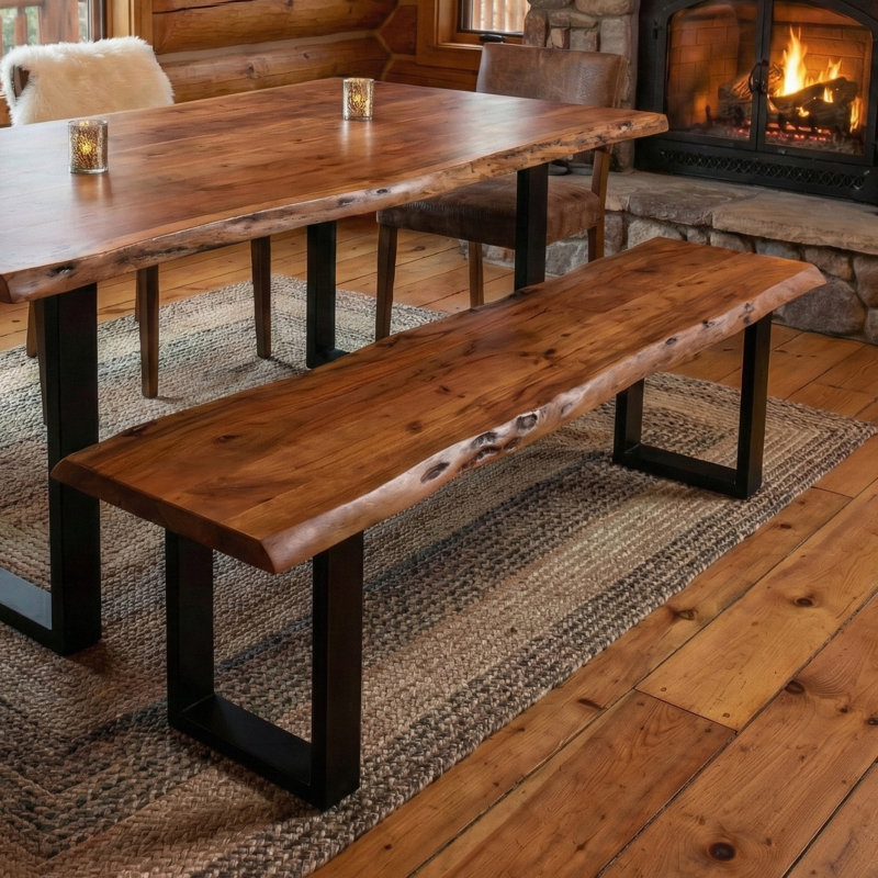 Banc en bois massif 63 po Towle, H 18 po x l 63 po x P 16 po