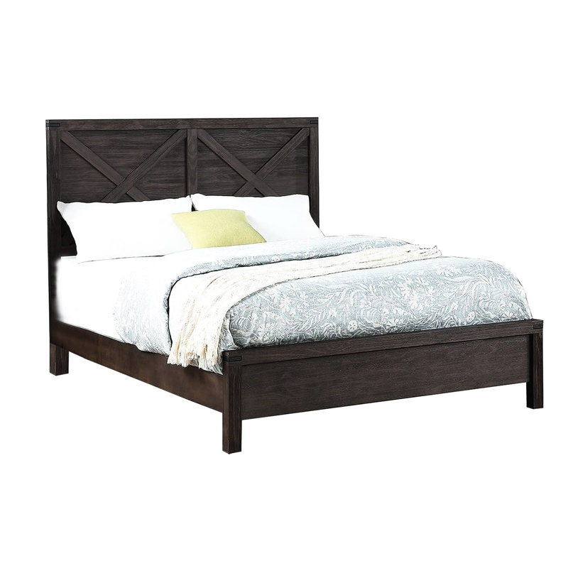 Grand lit rustique contemporain avec tête de lit impressionnante