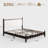 Ines Wood Bed Frame with Upholstered Headboard - Vegan Leather Upholstery-449762897-446306937