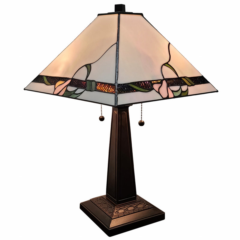 Lampe de table 22 po en métal brun foncé à deux lumières avec abat-jour ivoire
