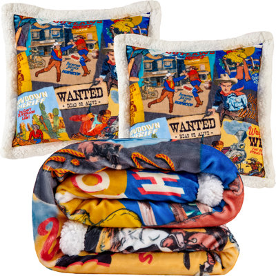 Ensemble de 2 jetés Campfire Sherpa Western Southwestern Lodge