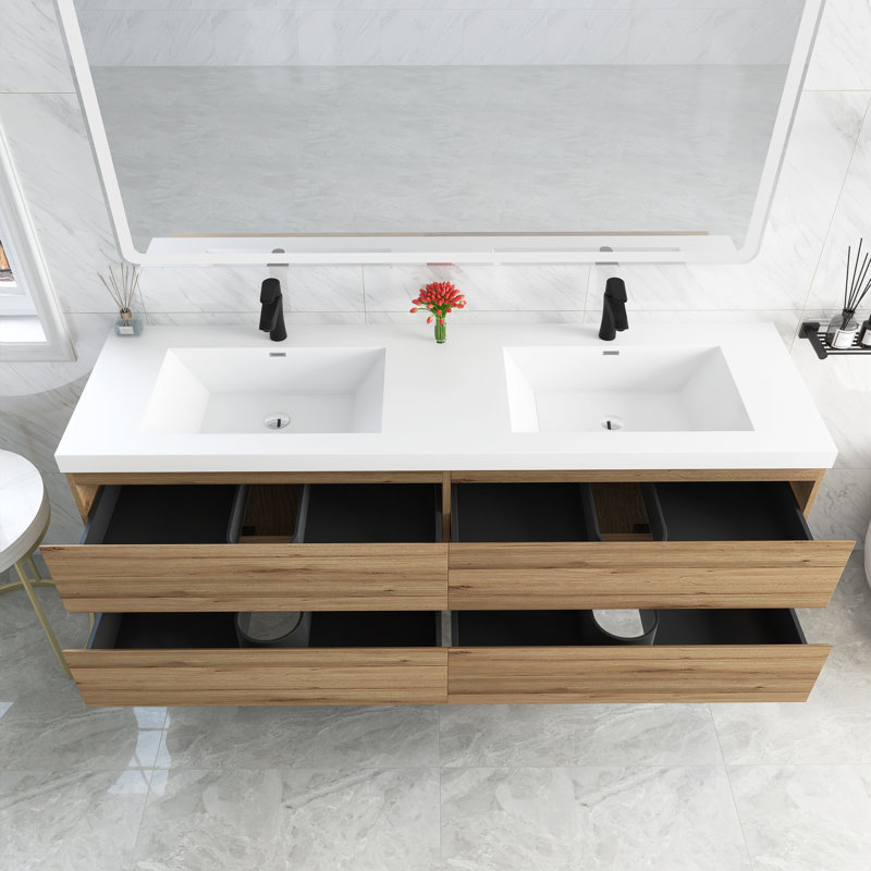 72 po Meuble-lavabo mural double avec lavabo W