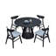 (1 table + 4 chaises) Ensemble de table à manger moderne de 5 pièces, table de salle à manger en bois et chaises rembourrées pour le salon, ensemble de cuisine rond avec pieds robustes pour le restaurant, noir