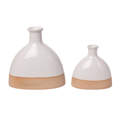Ensemble de 2 vases en forme de dôme blanc en céramique 7,25 po