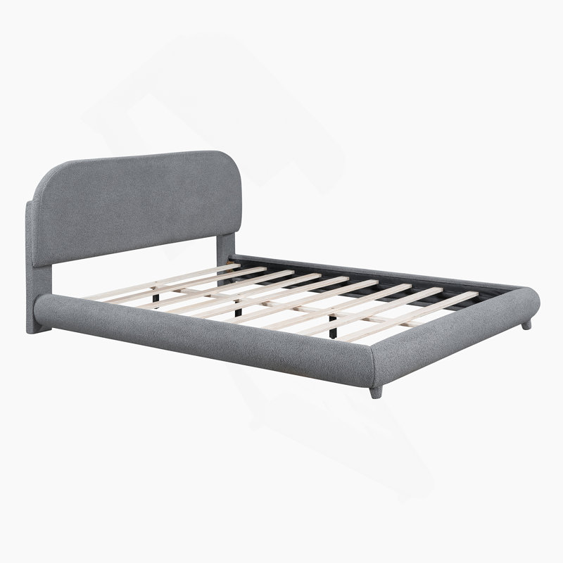 Lit en molleton Teddy, Grand lit, Gris 1