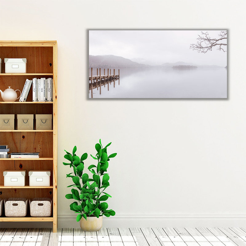 «Wooden Pier on the Lake», reproduction d'art sur toile, H 30 po x l 60 po