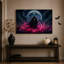 Personnage sombre encapuchonné tenant une faux sur toile rose lumineuse, art mural d'Halloween-279238660