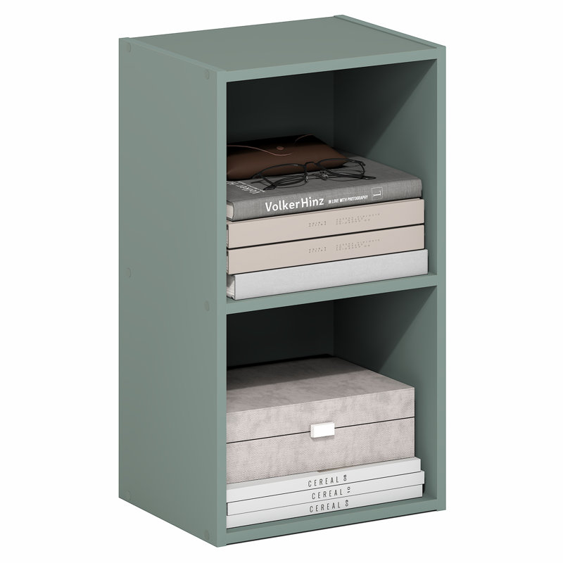 Cannice Standard Bookcase, Sage Green, (2 Shelves) 21" H x 12" W x 9" D