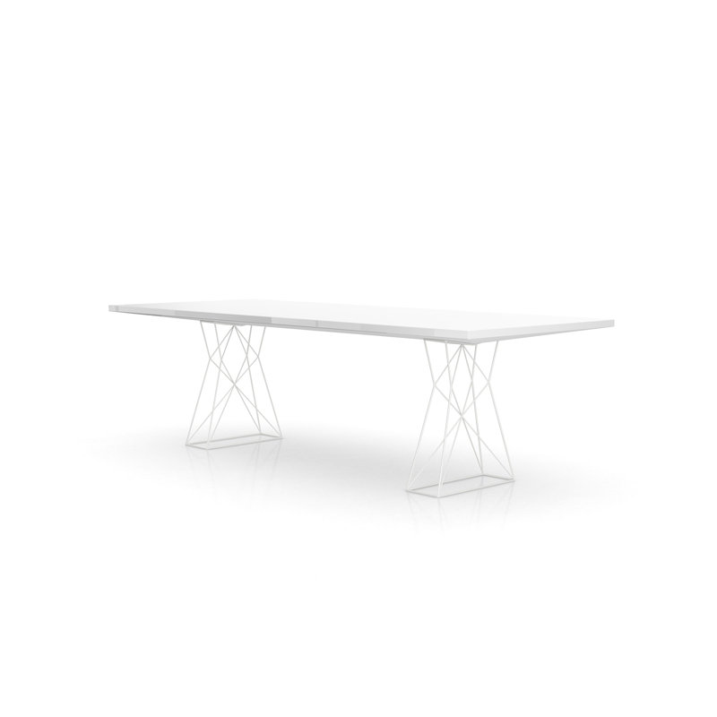 Gawen Dining Table, 39" W x 87" L, Glossy White/ White