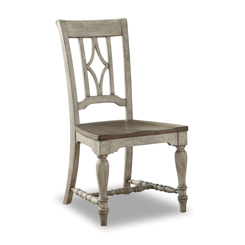 Chaise d'appoint à dossier Queen Anne en bois massif Secor gris / brun