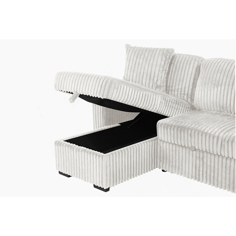 Canapé modulaire moelleux avec canapé-lit en velours, Velours crème