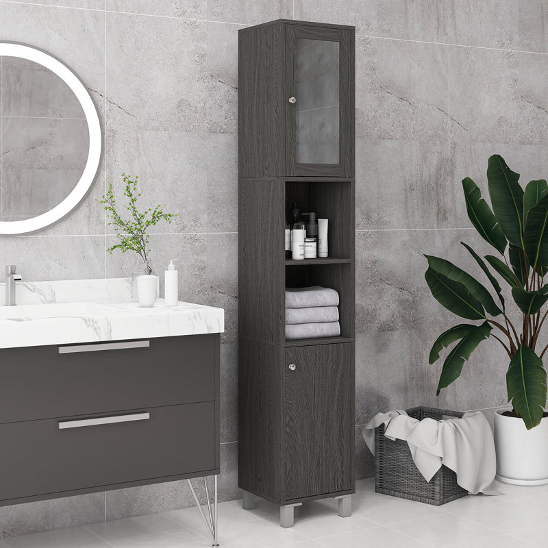 Armoire de rangement haute avec miroir Kleankin