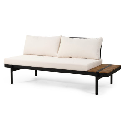 2 Seater Right Side With Iron Base And Cream Cushions Couch, Wood Attraction, Frame, Water- Pad Cover