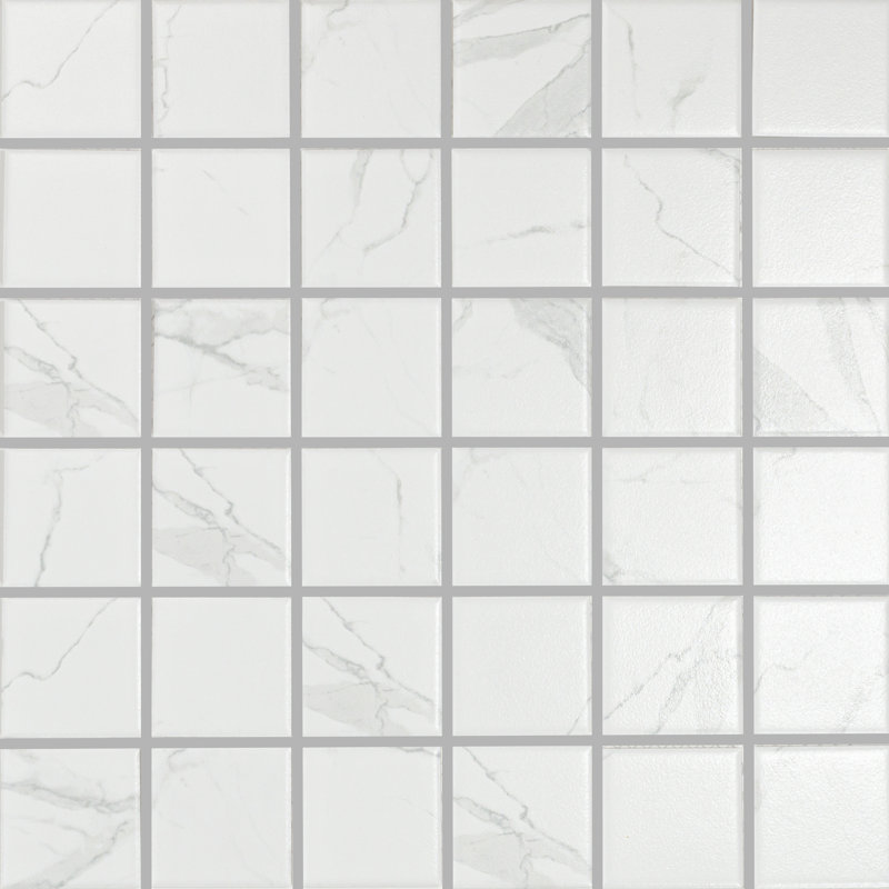 Carreau de mosaïque carré en porcelaine Statuario 2 po x 2 po