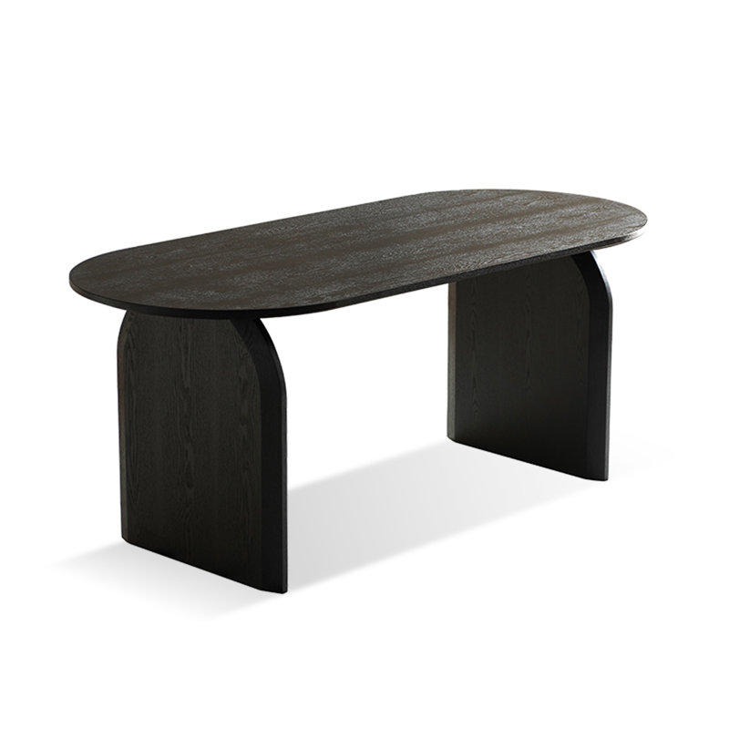 Black Oval Solid Wood Dining Table, 29.53"H x 62.99"L x 31.50"W