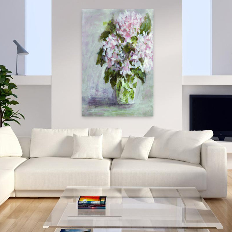 Art contemporain hortensia abstrait moderne, H 48 po x l 32 po