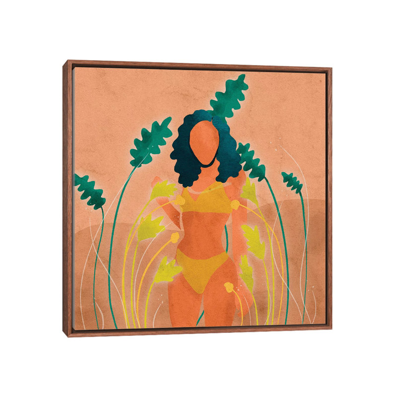 « Paige » par Reyna Noriega-impression, Toile classique avec cadre brun, H 37 po x l 37 po x P 1,5 po, Pas de tapis
