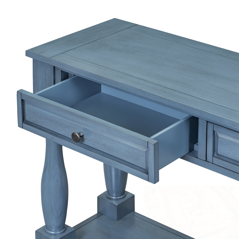Console Table 63" Long Console Table with Drawers and Shelf for Entryway, Hallway, Living Room, Navy