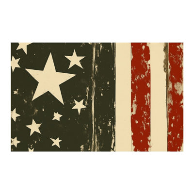 60" x 120 Independence Day Distressed Flag Star Tablecloth Scalloped, for Rectangular Table, Event & Home